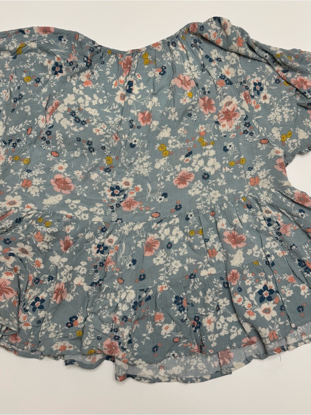 Rewind Blue Floral Tie-Front Peasant Blouse - Picture 4 of 4